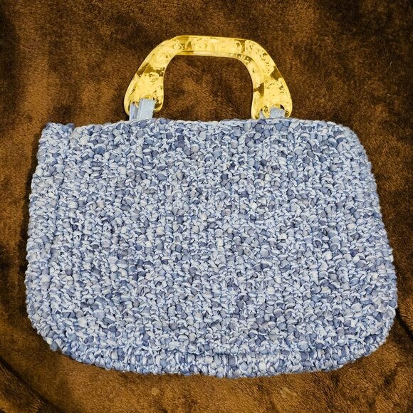 Crocheted Handbag with Plastic Marblized Handle - Picture 7 of 7